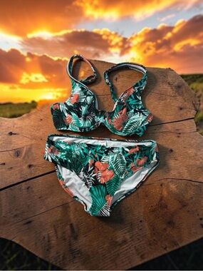 Freya Honolua Bay Women’s Underwire High Apex Bikini Swim Set Top 36D Bottom XL